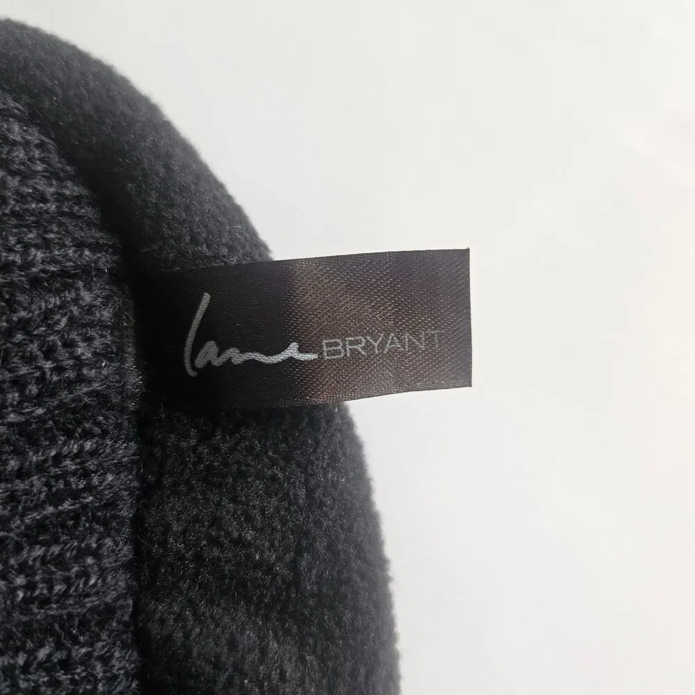 Lane Bryant Sparkle Beanie Short Black and Gold Knit Hat Caplet